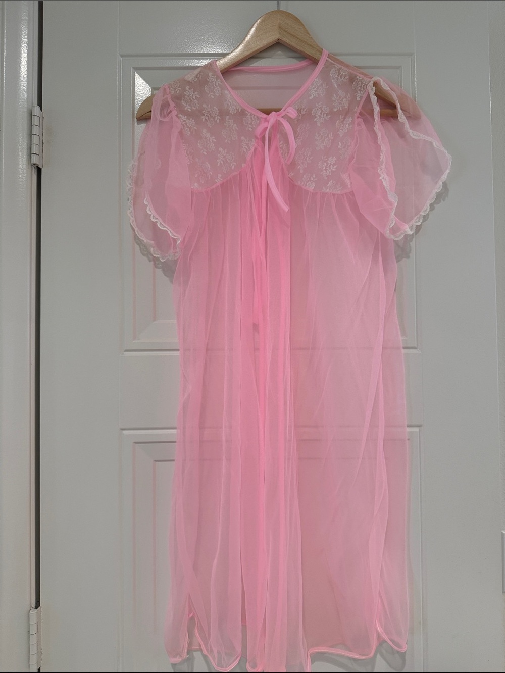 Sheer Pink Vintage Peignoir Nightgown